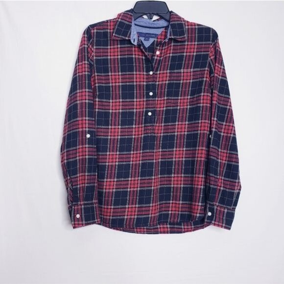 Tommy Hilfiger Red & Black Plaid Flannel Convertible Top Women's Size Medium - Picture 2 of 8